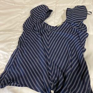 Navy blue and white blouse